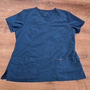 Sanibel Scrubs Extra Large Teal V-Neck Short Sleeve Scrub Top